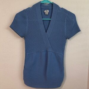 Worthington Blue Ribbed Blouse, size M